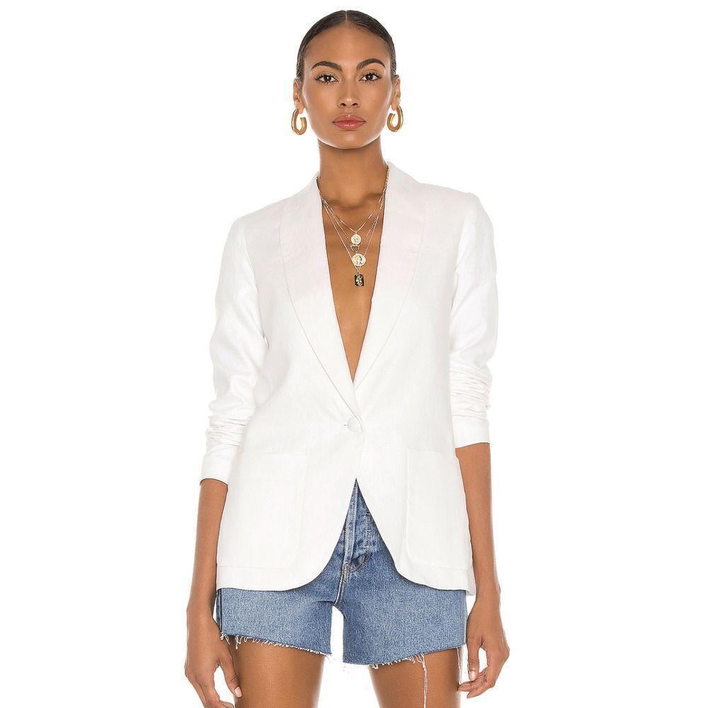 Amanda Uprichard X REVOLVE Linen Shawl Blazer in White XS